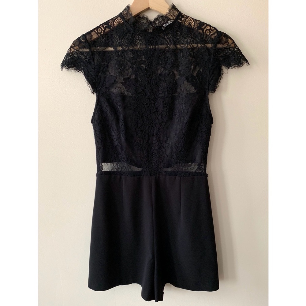 Alice + Olivia • 4 • Black Lace Playsuit Romper